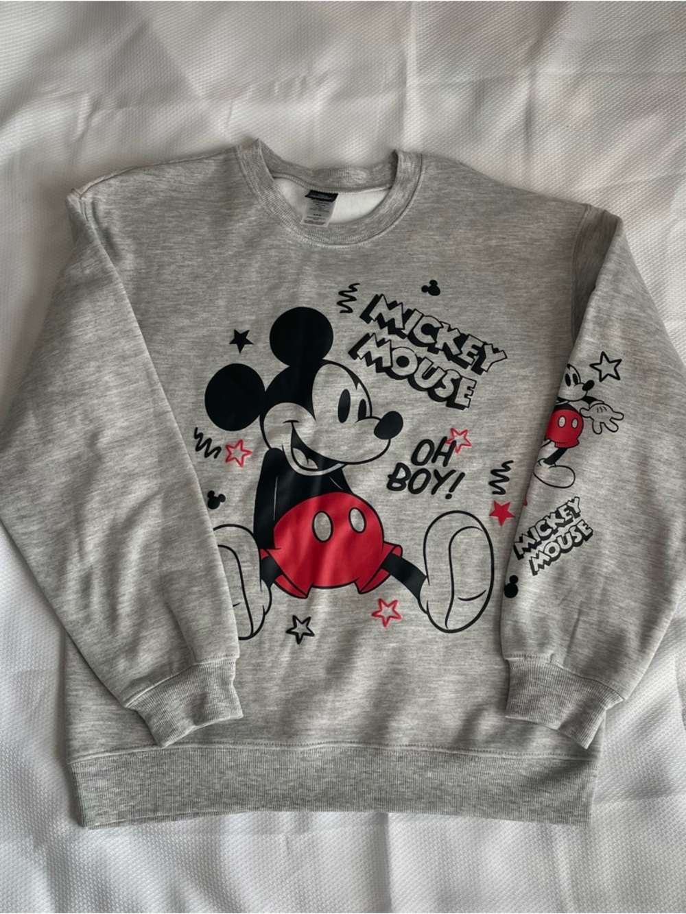 Disney Gray Crewneck Sweatshirt with Black & Red Mickey Graphic